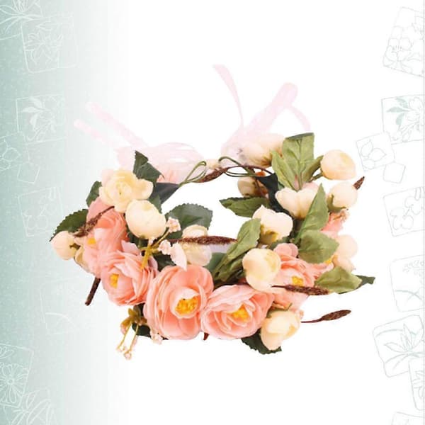 Blomsterhodeplagg for brud Blomsterimitasjonskrans til dekorasjon 1 stk beige