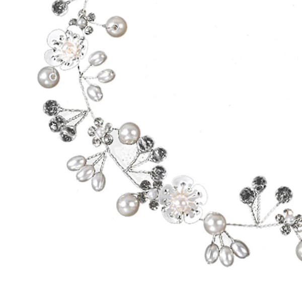 Håndlaget Boho Brude Brudepiker Blomsterjenter Hvit Blomst Og Perle Ranke Vår Hodeplagg Hår Ranke Brude Tilbehør Gull Silver