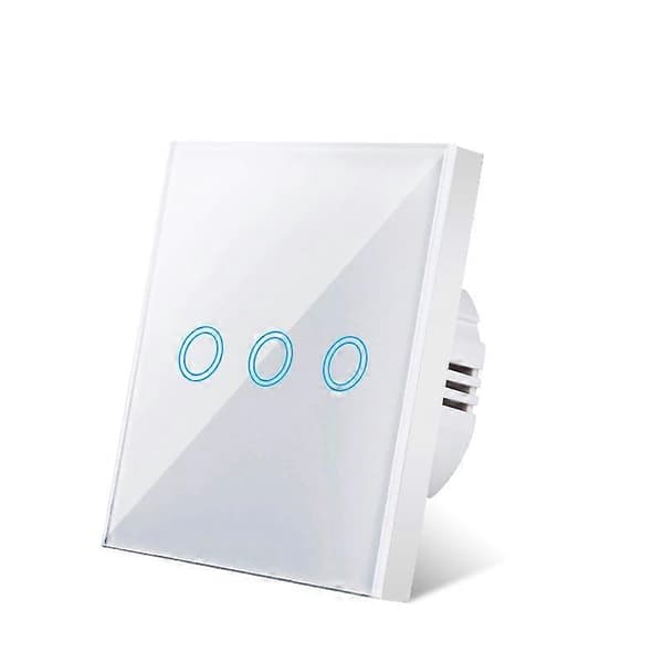 EU Touch Switch AC100-240V Hærdet Sort Hvid Krystal Glaspanel Strøm Væg Lys Sensor Afbrydere white touch three