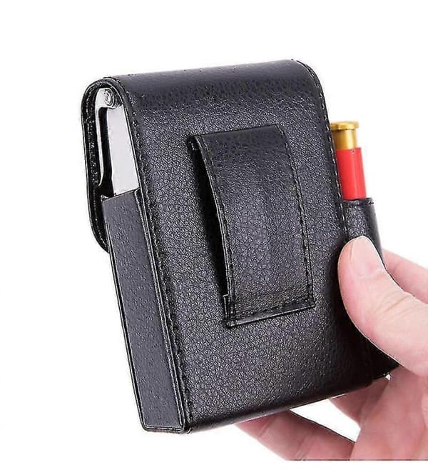 (sort) Cigaretetui i PU-læder, Flip Lighter-etui, visitkortetui sort