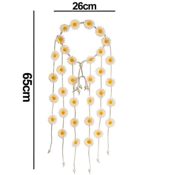 Pannebånd Blomsterkrone, Dame Hippie Hodeplagg Justerbart Blomsterhodeplagg Hårtilbehør, 5305 Beige