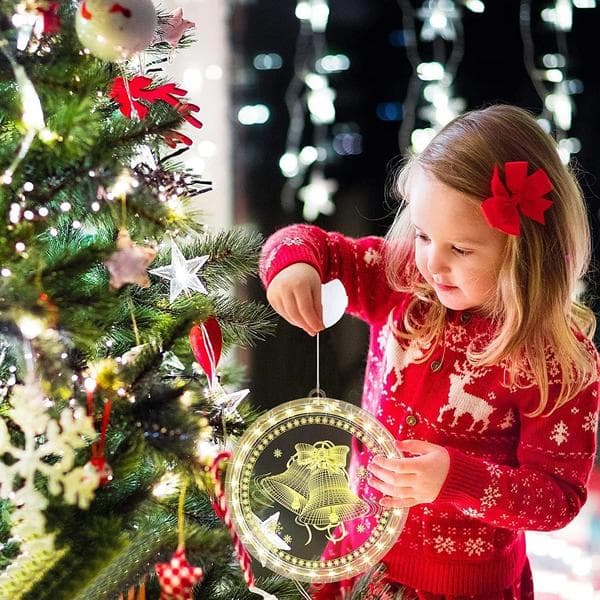 Decorative Christmas Lights, 3D Hanging String Lights, Christmas Lighting, Hanging Window, LED Suction Cup, String Lights, Christmas, Battery Operated