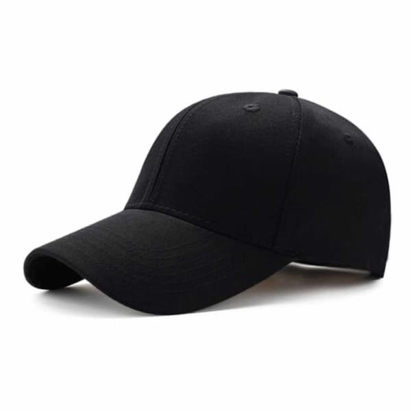 Black Cap - Sport Strapback with Velcro Closure, One Size Fits All