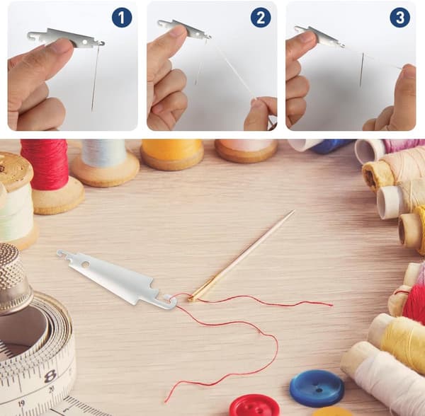 Threader Stainless Steel - 10 Pieces - Needle Threader for Embroidery & Cross Stitch - Robust Threader - Silver