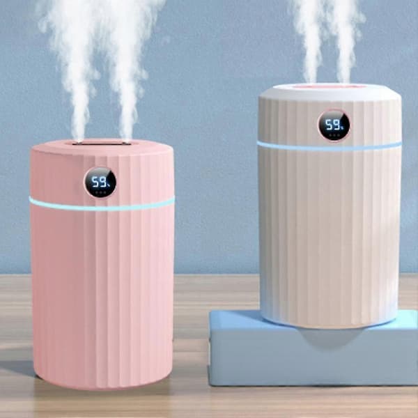2l luftfuktare med dubbla munstycken med LCD-display eterisk olja vit