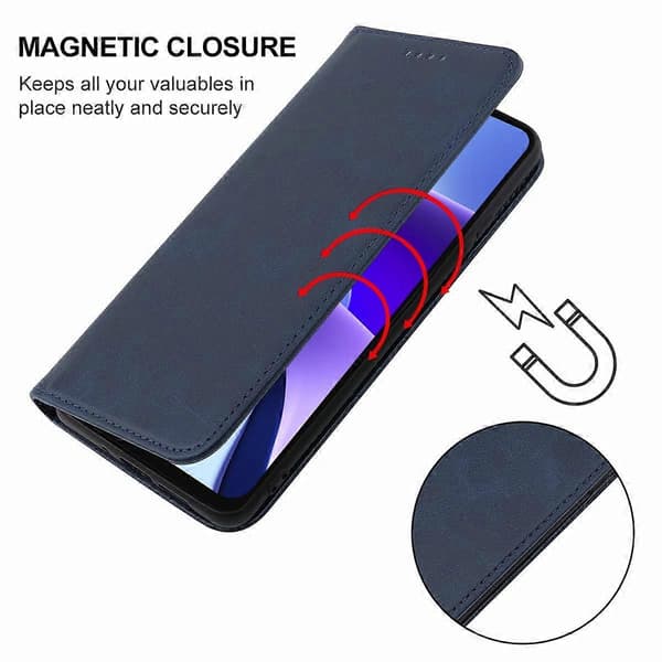 För Xiaomi Redmi Note 9T Magnetisk Stängning Läderfodral Blå