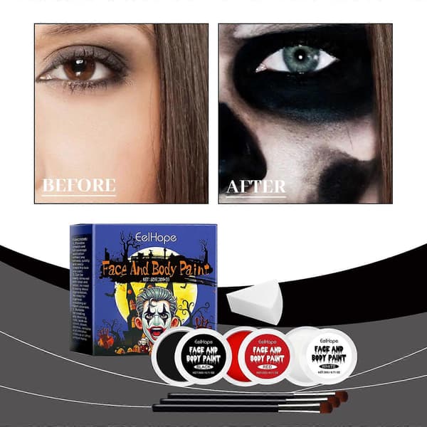 Ansigtsmaling palet sæt til Halloween klovnekostume makeup