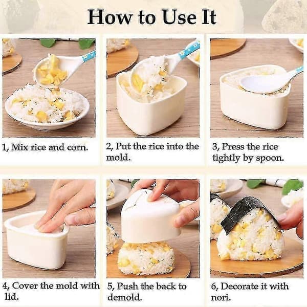 Trekantet sushiform for Bento - Onigiri-form trekant, 2 stk. riskuleformere