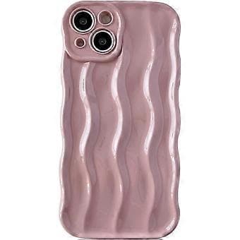 Soft Wave and Water Ripple Pattern Case Compatible with iPhone (Pink, iPhone 15)