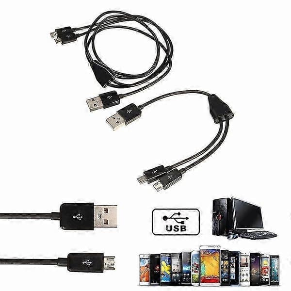 USB 2.0 A-uros - Micro USB 2.0 A-uros 1-2 Y-jakaja lataus- ja datakaapeli 0,5 5