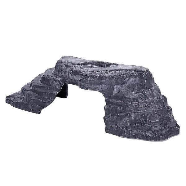 Skildpadde solplatform med rampe, realistisk harpikshule gemmested til akvarietank 26x9x6cm