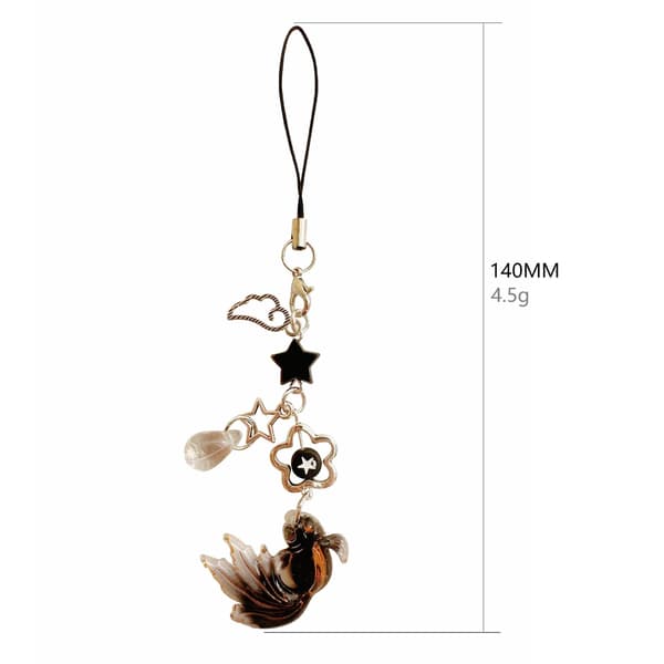 2-piece mobile phone charm with koi and star pattern, short beaded chain for mobile phone, universal mobile phone chain Y2K