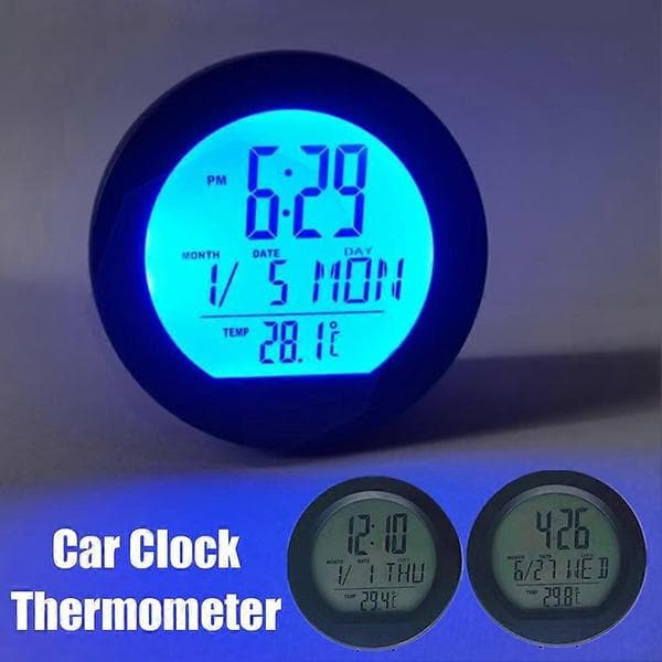 Solar Bilur Digitalt Ur 2 I 1 Bilure Termometer Ingen Ledninger Utan sol