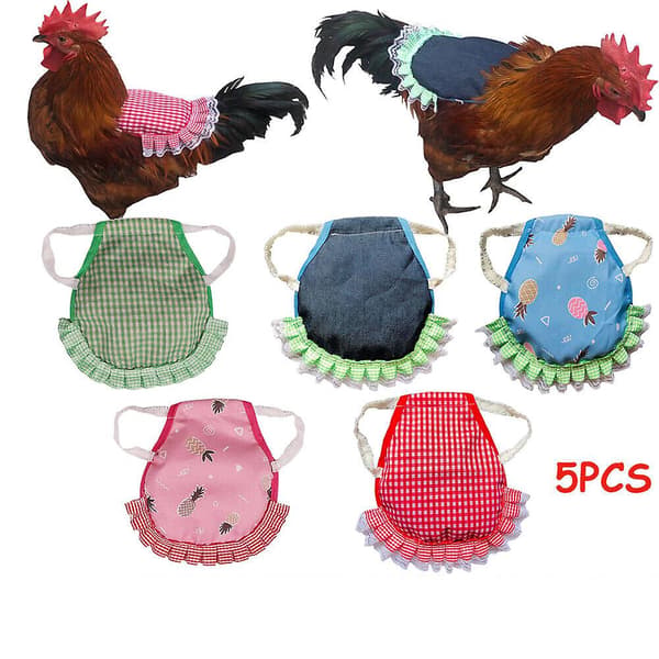 5 Pcs. Adjustable Chicken Saddle, Hen Aprons, Back Wing Protector, Tarpaulin 1 Set(5 colors)