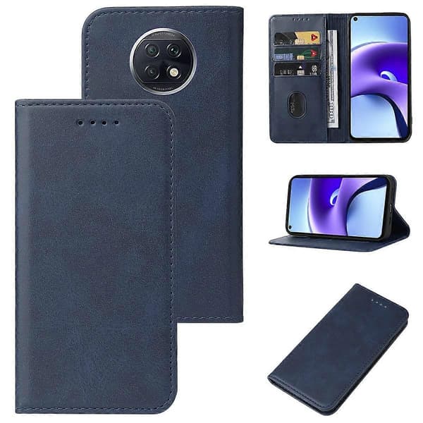För Xiaomi Redmi Note 9T Magnetisk Stängning Läderfodral Blå