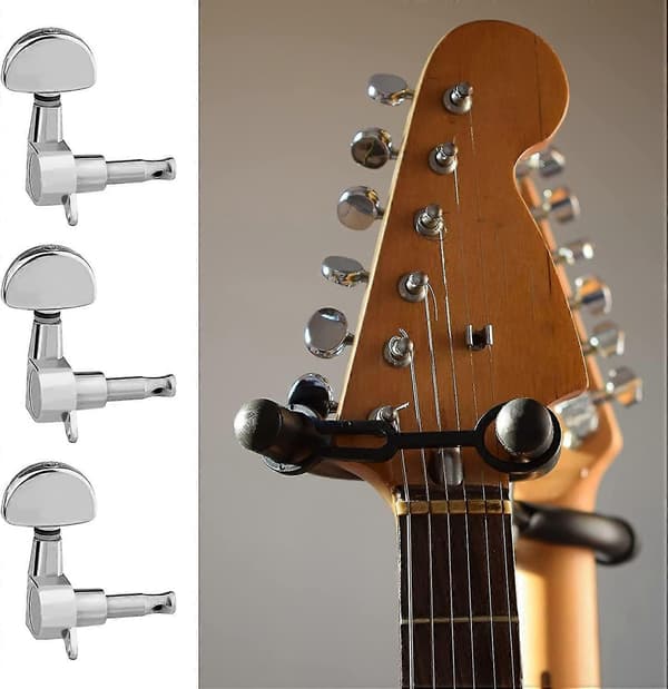 Gitarrsträngstämmare Stämskruvar med verktyg Gitarrstämskruvar Gitarrstämskruvar för akustiska och elektriska gitarrer (silver) (6st)