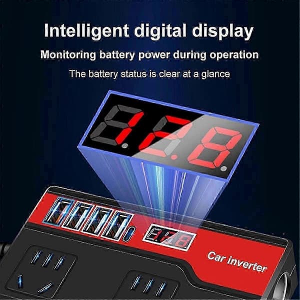 Bilstrømomformer DC 12V/24V til AC 220V Automatisk Strømomformer 2000W,B 2025