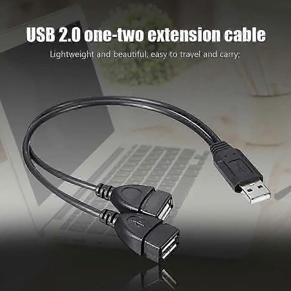 Y-kabel Dobbelt USB-portforlænger Hub Dataoplader Strømfordeleradapter 0.5 5