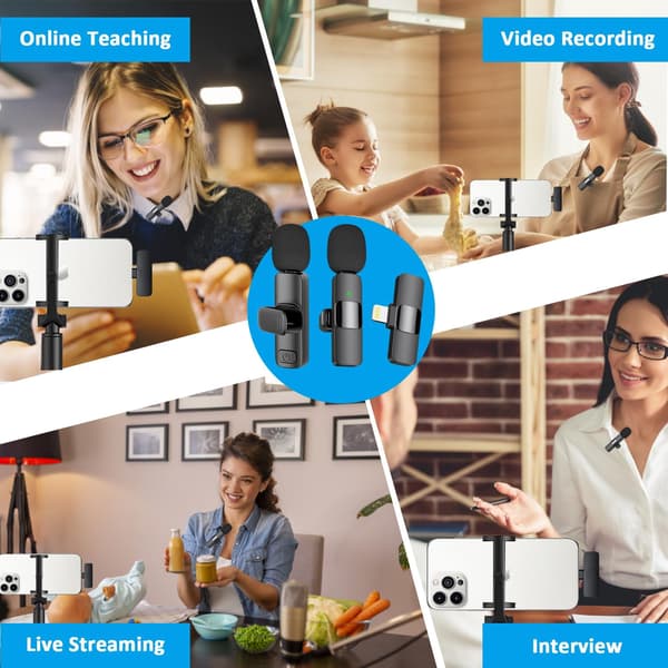 Professional Wireless Lavalier Microphone for iPhone, iPad - Cordless Omnidirectional Condenser Mic for Interviews, Video, Podcast [mo]