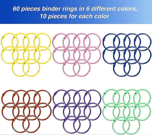 60 Stykker Metal Ringbind Farve Nøglering Ringbind Ring Bogring Nøglering