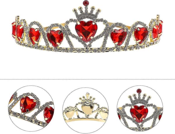 Rødt Hjerte Tiara Efterkommer Hjerte Krone Hår Smykker Brud Bryllupskrone (d-4)