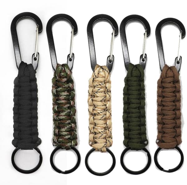 5-pack Paracord nyckelring med karbinhake, flätat snöre för nyckel