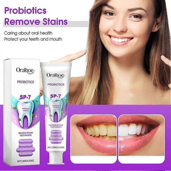 SP-7 Probiotika Whitening Ta bort fläckar Tandkräm