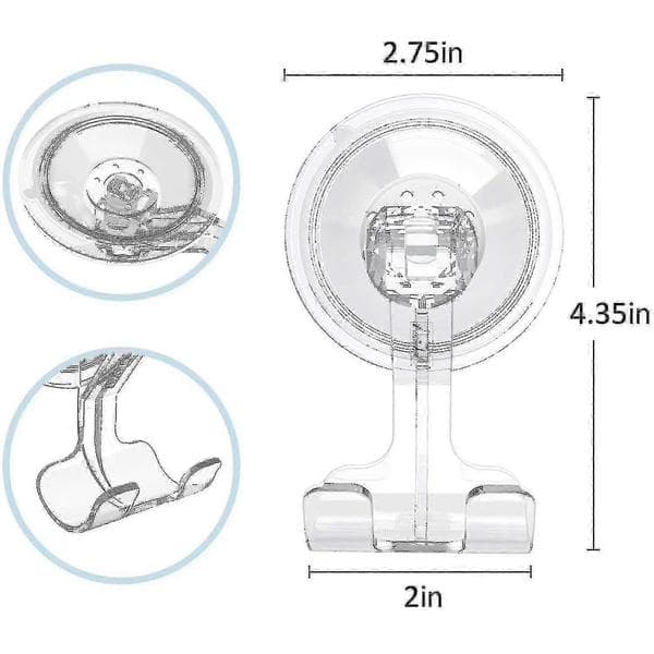 Avtagbar transparent rakhyvelkrok - 2-pack sugkoppssats