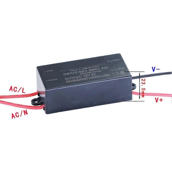 AC til DC-konverter Buck-strømforsyningsmodul Vandtæt AC 85-265V til DC 12V 2A Step-Down Regulator Strømforsyningskort Black