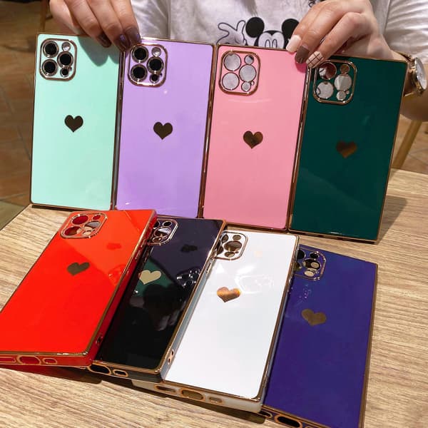 Firkantet deksel til iPhone 13 Pro Max, søte deksler med full linsebeskyttelse - Candy Wh JQW