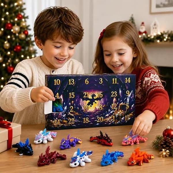 JOICEE 2026 Julekalender med mini 3D-printede dragedyr Multicolor