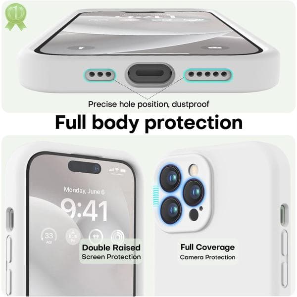 Førsteklasses silikondeksel til iPhone 14 Pro med mikrofiberfôr, støtsikkert -