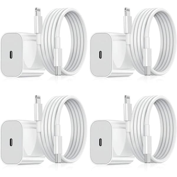 20W Hurtigoplader & 2m Kabel til iPhone - 2-pak Hvid Lightning Opladeradapter Sæt[JUN] 2-pak 2-pak 2-Pack Lightning