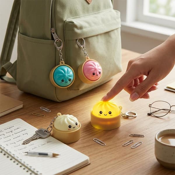 Bao Bun Dumpling Keychain Keyboard Fidget Clicker With LED Light A1