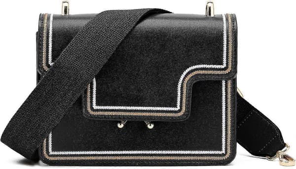 Women's Wide Shoulder Strap, Adjustable Leather Replacement Shoulder Strap (Black) - DD01 (Fww)