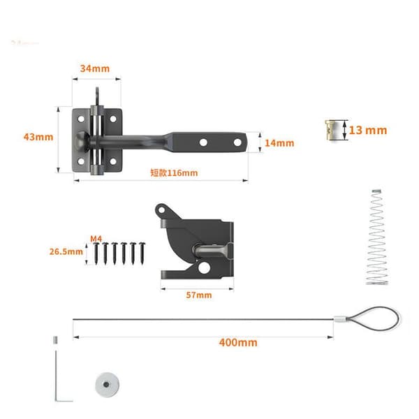Black Automatic Gate Latch, Automatic Garden Latch, Latch with 6 Screws for Patio/Garden/Gate