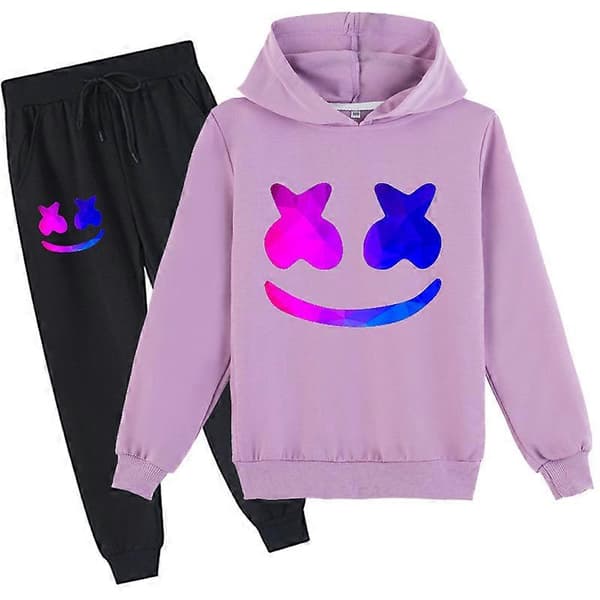 Marshmello Cotton Candy DJ Mellomskole Gutter og Jenter Hettegenser+Langbuksesett grey 120cm