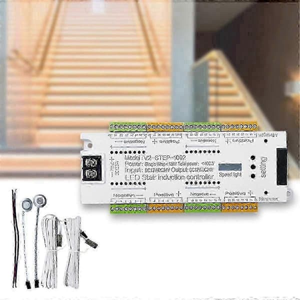 Automatisk 32-kanals trappbelysning LED-rörelsesensor trappljusregulator kit för trappor FleWhite 0,5 5
