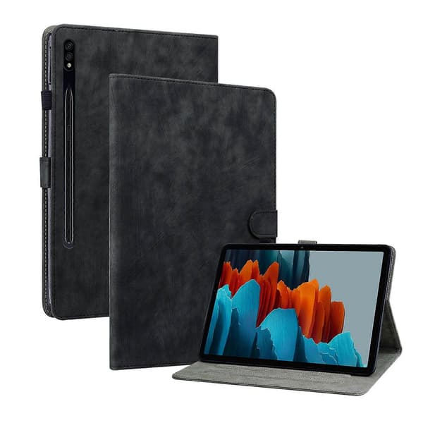 För Samsung Galaxy Tab S7+/Tab S8+/S7 FE PU surfplattefodral Black