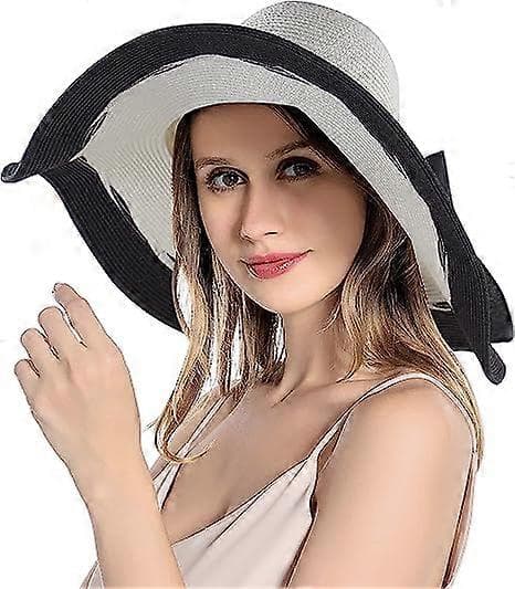 Solhat til kvinder, bred skygge, UV-beskyttelse, sommerhat, sammenfoldelig, rulle op, floppy strandhat til kvinder