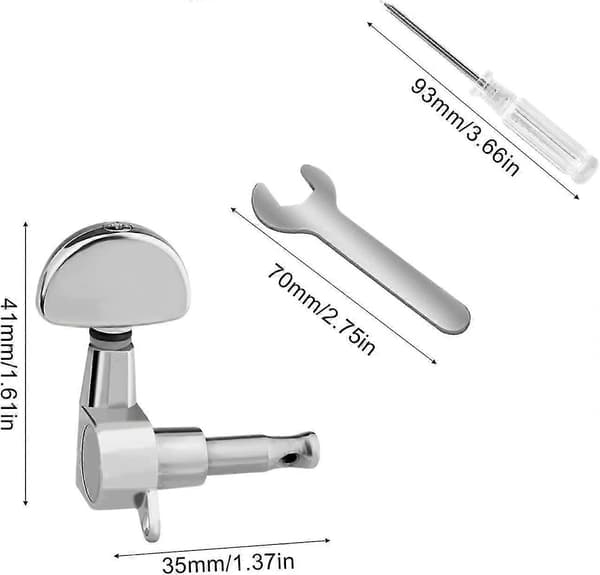 Gitarrsträngstämmare Stämskruvar med verktyg Gitarrstämskruvar Gitarrstämskruvar för akustiska och elektriska gitarrer (silver) (6st)