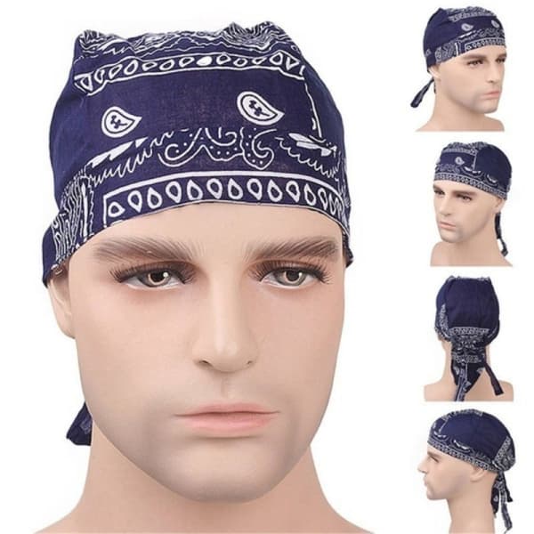 Quick-drying Cotton Pirate Hat, Outdoor Cycling Printed Turban White