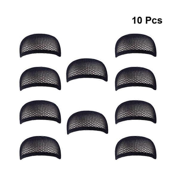 10 st peruknät i högtemperaturfiber, elastiskt nät, perukfriseringstillbehör (svart)