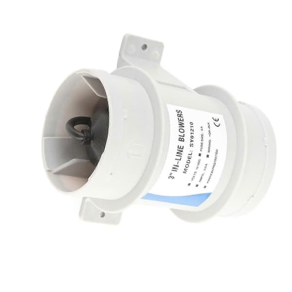 3 tommer 12V lydløs inline blæser Inline Marine Lænse Luftblæser til Yachter Både Luftcirkulation