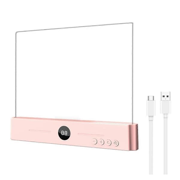 Flat boklys oppladbart klart LED smart leselys med timer dimbar øyebeskyttelse for nattbord reise studie C Pink