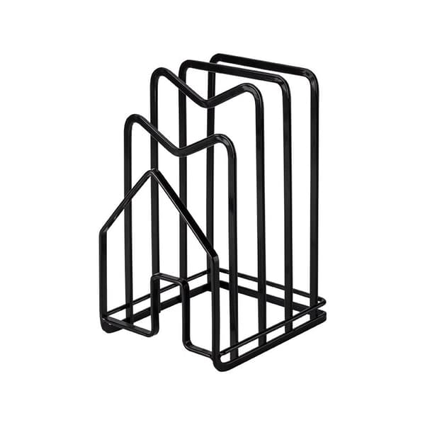 Cutting Board Rack Stand Cutting Board Organizer Stand Kitchen Countertop Pot Lid Rack for Kitchen Storage (Black)