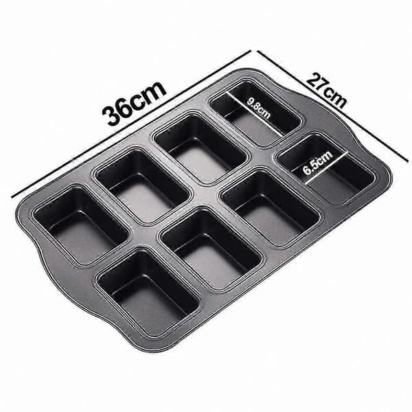 Mini brødform nonstick brødform, 8-hulls karbonstål bakeform, grå, enkel å rengjøre og holdbar
