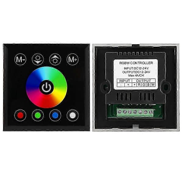 Vægmonteret RGBW LED Touch Panel Controller Lysdæmper 8.6x8.6cm Sort 2025