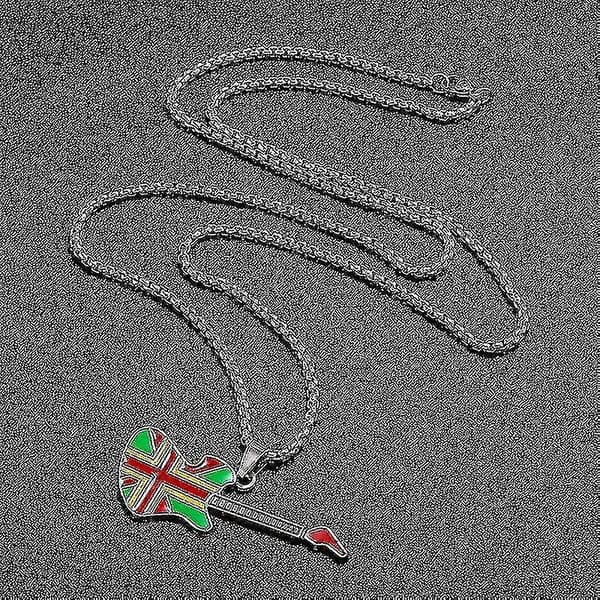 Gitarrhänge Halsband i Rostfritt Stål - Gitarrhänge Långt Kedjehalsband - Gitarrhänge Herrhalsband