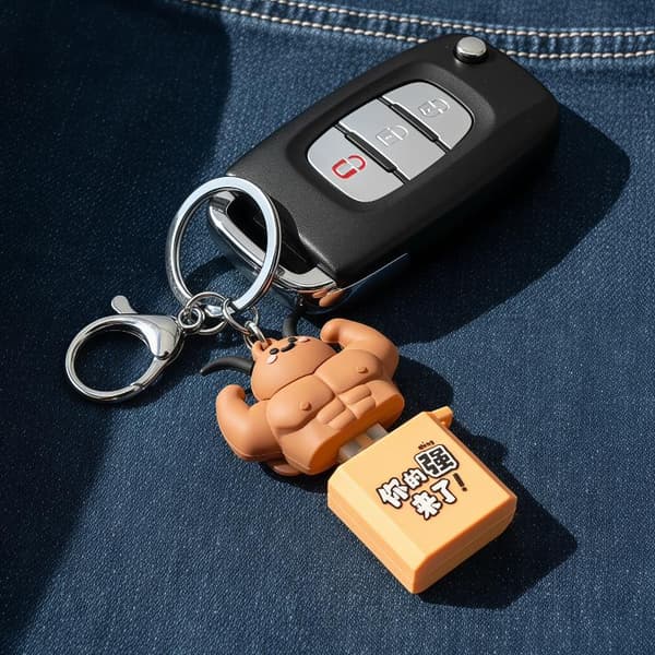 Muscular Cockroach Shape LED Keyboard Fidget Toy Keychain With